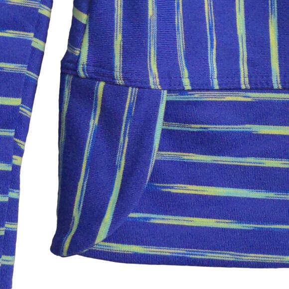 Athleta Womens Shirt Top Yellow Blue Stripe Long Sleeve Scoop Neck Stretch XXS - Picture 3 of 12